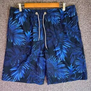 Aptro Swim Trunks Men Large Blue Tropical Leaf Print Board Shorts Summer Stretch